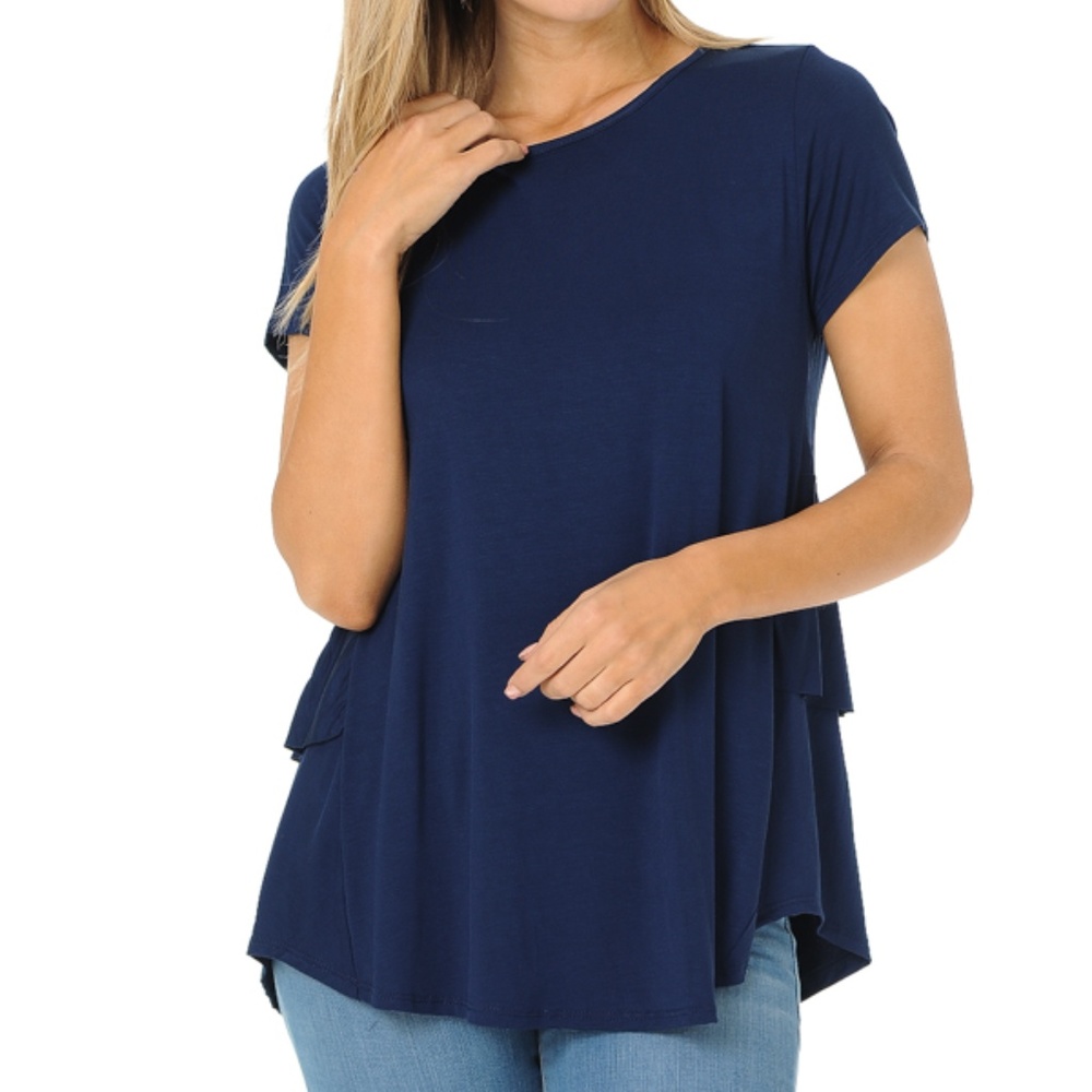 SHORT SLEEVE TOP WITH BACK RUFFLE - Picture 2 of 4